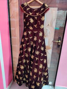 Elegant Maroon Embroidered Gown