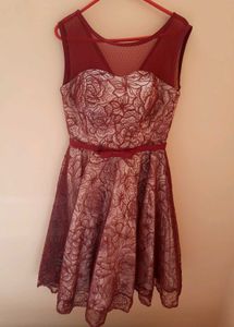Elegant Designer Maroon Lace Dress