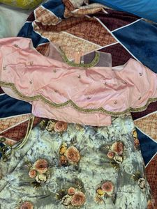Pink Floral Lehenga Choli Set