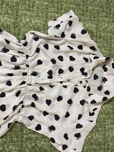 Cute Black &amp; White Heart Print Mini Dress | Soft S