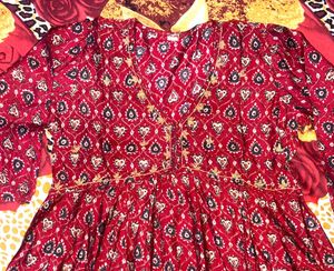 ✨Festive Special Maroon Printed Anarkali Kurta &amp; D