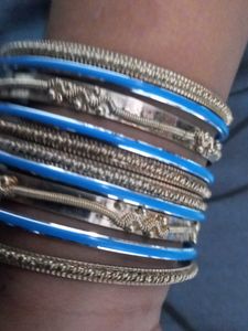 Set of Blue and silver Bangles