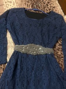 Blue One Piece Dress Without Belt