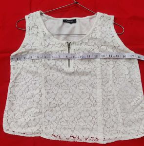 White Lace Zip-Up Tank Top✨💫
