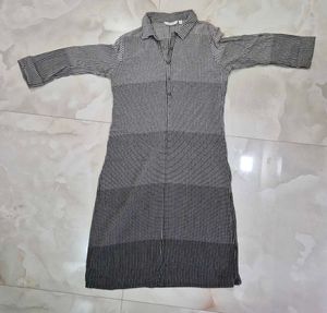 Striped Button-Up Shirt Dress