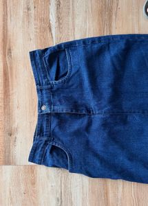 Dark Wash Denim Midi Skirt