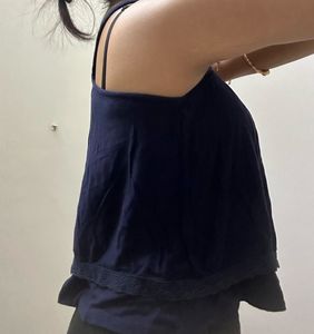 Ocean Breeze Navy Blue Crop Top