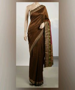 Red &amp; Brown Colour Party Wear Saree