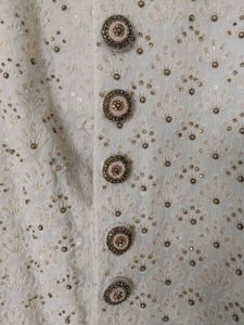 Men's White Embroidered Sherwani