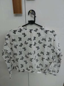 White Butterfly Print Jacket