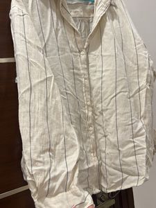 Striped Linen Blend Oversized Shirt
