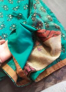 sea green beautiful flower design saree