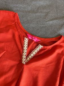 Elegant Orange Kurta Set with Pants