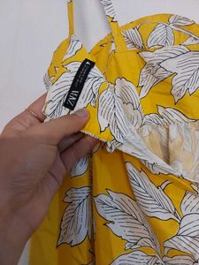 Zara Yellow Floral Midi Dress