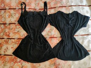 Lace Camisole &amp; Black Top Set
