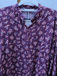 DEFOUR - Floral Print Button-Up Blouse