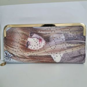 Unique Girl Print Rhinestone Wallet
