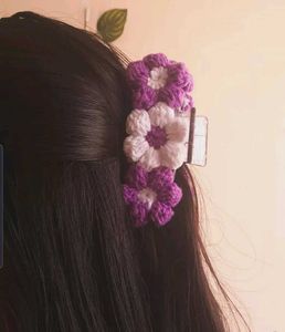 Crocheted Flower Hair Claw Clip