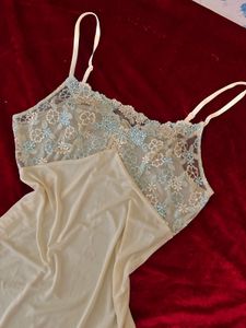 Lace Trim Silk Nightdress