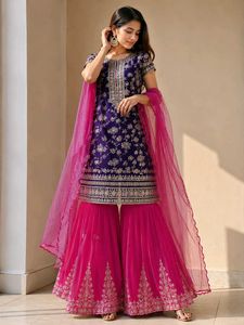 Royal Blue Sharara Suit (XL - Size)
