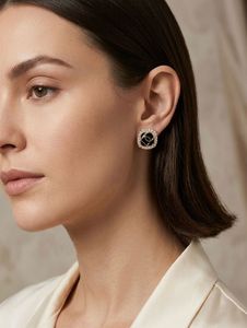 Elegant DO Black Rose Stud Earring