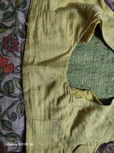 Green Saree with Floral Blouse