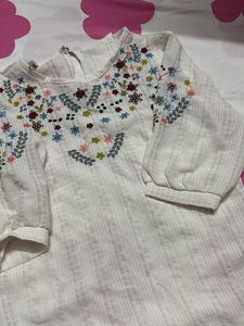 Embroidered White Ethnic Top