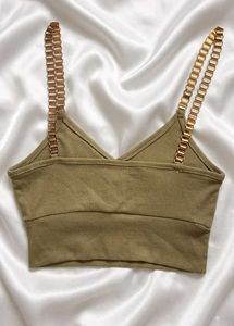 Ribbed Tank Top with Chain Straps