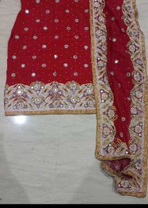Red Embroidered Salwar Suit