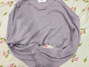 Lavender Bell Sleeve Cropped Top