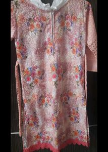 Floral Print Kurti with Delicate Details For Girls