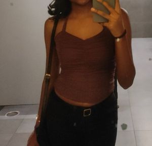Sheer Ruched Halter Top