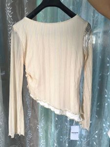 Sheer Pleated Long Sleeve Top