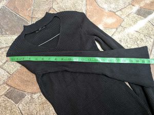 Chic Black Ribbed Bell Sleeve Top