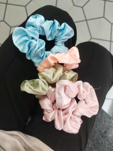 Satin Scrunchies Set - Pastel Colors