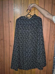 Chic Black Floral Print A-Line Skirt