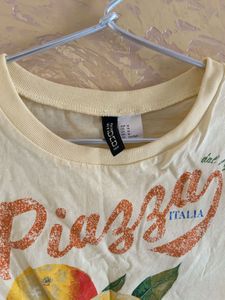 Butter Yellow Cropped T-Shirt with Catania Print