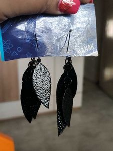 Black Leaf Dangle Earrings