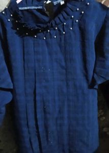 Elegant Blue Embellished Top