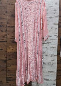Elegant Peach Mirror Work Kurta
