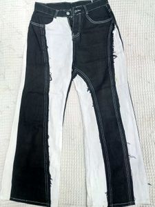 Two-Tone Wide Leg Jeans