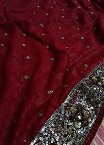 Beautiful dark red saree