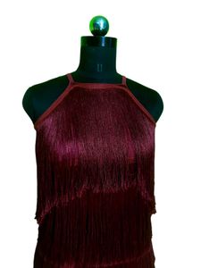 Maroon Fringe Flapper Dress