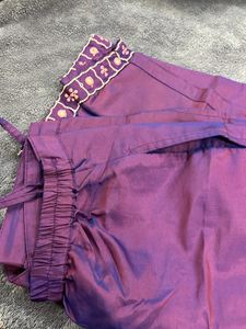 Purple Straight Kurta With Pant(ankle Length)