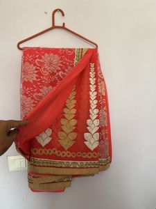 Elegant Red Embroidered Saree