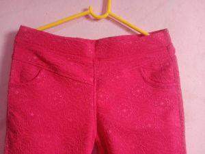 Vibrant Pink Textured Jeans