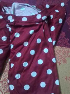 Maroon Polka Dot Kurta and Pants Set