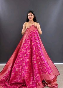 Stunning Pink Banarasi Silk Saree
