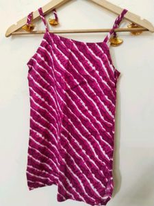 Vibrant Pink Bandhani Tassel Blouse