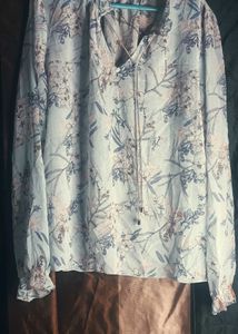 Light Blue Floral Sheer top
